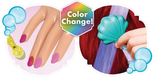 Lalka Duża Głowa do czesania i stylizacji włosów Deluxe Księżniczka Disney Ariel Arielka Mała Syrenka +akcesoria