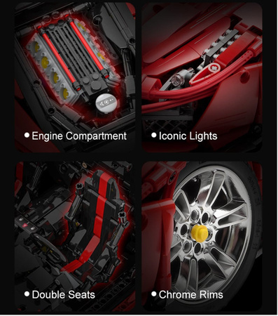 Klocki konstrukcyjne CaDA Master Zdalnie sterowane duże auto sportowe 52 cm Italian Super Car Samochód Pojazd wyścigowy 3187 elementów RC