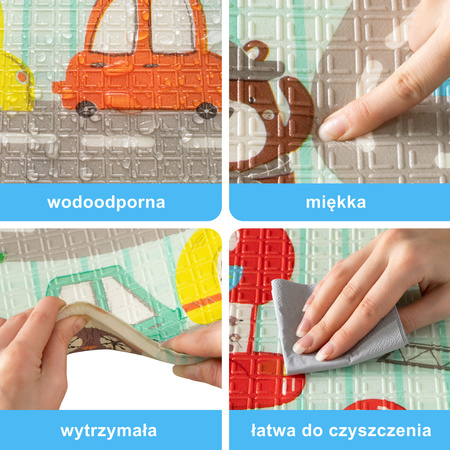 Humbi Dwustronna Składana Mata Edukacyjna z pianki XPE 120x180 Las Uliczki