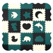 Humbi Mata edukacyjna 120 x 120 cm Kojec Grube Puzzle piankowe 30 x 30 cm Zwierzęta Kształty Zwierzątka Zoo Kolor czarny kremowy ciemnozielony