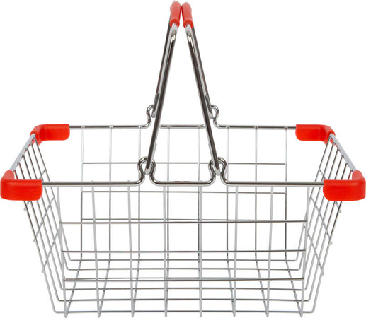 Zestaw Koszyk na zakupy z akcesoriami produkty spożywcze + wózek sklepowy Small Foot