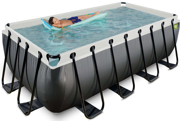 Basen ogrodowy 400x200x122 cm z pompą filtrującą i drabinką czarny