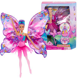 Lalka Barbie Wróżka Zestaw 2w1 Sukienka Ruchome Skrzydła