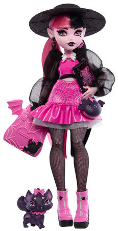 Monster High Draculaura różowa lalka 26 cm + akcesoria i pupil