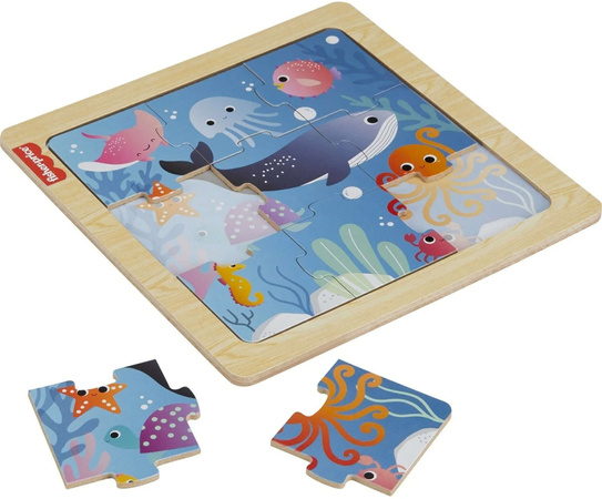 Kolorowa układanka drewniane puzzle Ocean Rybki 10 elementów