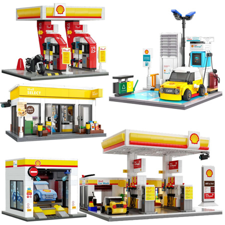 Klocki Konstrukcyjne Zestaw CaDA Shell Stacje paliw, Myjni samochodowe 2519 elementy