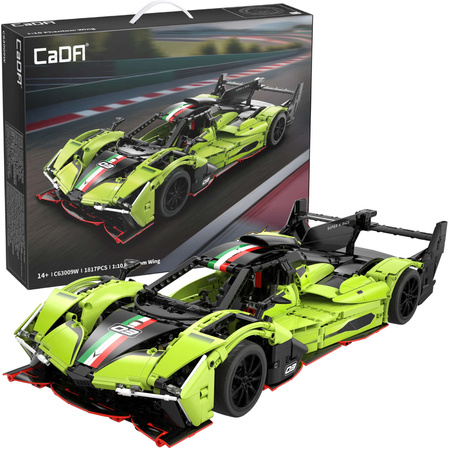 Klocki konstrukcyjne CaDA Zdalnie sterowany samochód 54 cm Auto wyścigowe Phantom Wing Pojazd 1817 elementów C63009W z napędem Power System JV1010/JV8011/JV5028/JV5029