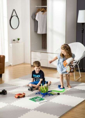 Mata piankowa podłogowa Humbi 180x120 Duże puzzle piankowe wodoodporne bezpieczne 6 szt. biały, szary