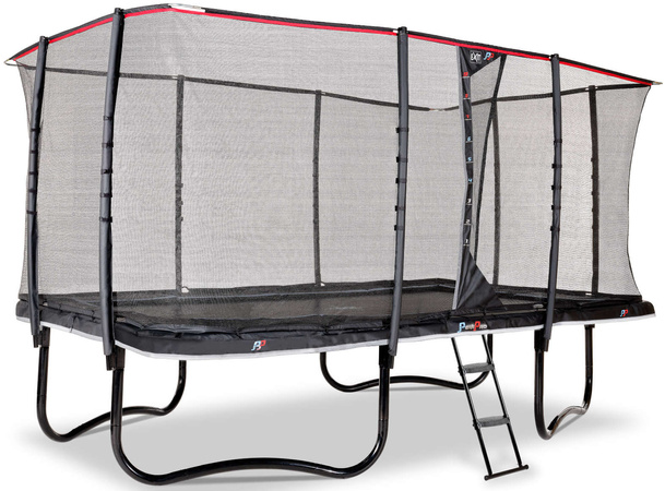 Trampolina ogrodowa z siatką zabezpieczającą i drabiną PeakPro 275 x 458 cm czarna