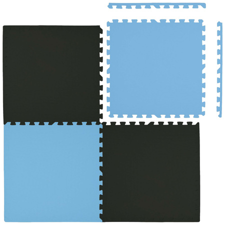 Mata piankowa podłogowa Humbi 120x120 Duże puzzle piankowe wodoodporne bezpieczne 4 szt. błękitny jasny niebieski, czarny