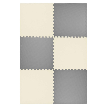 Mata piankowa podłogowa Humbi 180x120 Duże puzzle piankowe wodoodporne bezpieczne 6 szt. ciemnoszary, kremowy