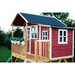 Drewniany domek ogrodowy dla dzieci Loft 750 (schodki, zjeżdżalnia, taras, piaskownica) - czerwony