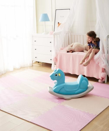 Humbi mata piankowa puzzle piankowe fitness wodoodporne pod basen 12 szt. różowy 240 x 180 x 1 cm