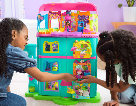 Koci Domek Gabi Wielki tęczowy dom z windą i laleczką Gabby's Celebration Dollhouse z dźwiękiem 60 cm