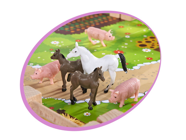 Zestaw Eichhorn Drewniana farma 23 elementy+Zestaw Figurek Dinozaurów w pojemniku 55 elementów