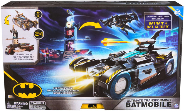 DC Comics Batman Zestaw Batmobile Ultimate Transforming + figurka 10 cm Światło Dźwięk
