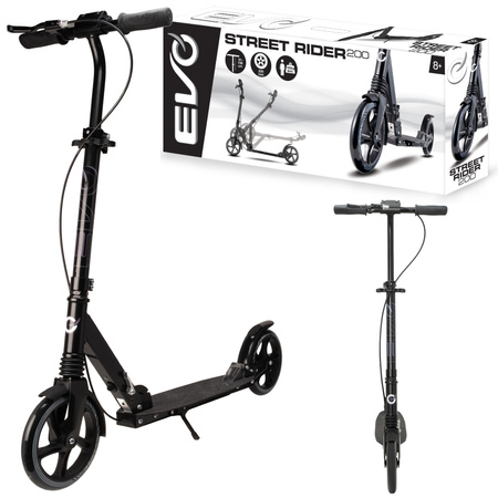 OUTLET Evo Składana Dwukołowa Hulajnoga Miejska Street Rider 200 Czarna 8+ PO ZWROCIE