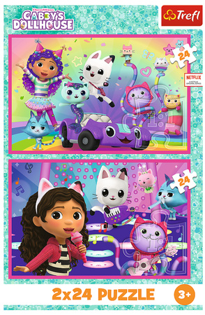 Puzzle Trefl 2 x 24 Koci Domek Gabi Zabawy z Gabby Gabby's Dollhouse