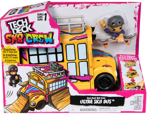 Autobus Ultra Sk8 Crew Rampa Bus Tech Deck Fingerboard+deskorolka Z Figurką