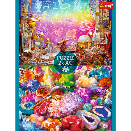 Puzzle Trefl 2x500 elementów Kosmos i Kryształy