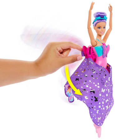 Lalka Barbie Wróżka Zestaw 2w1 Sukienka Ruchome Skrzydła