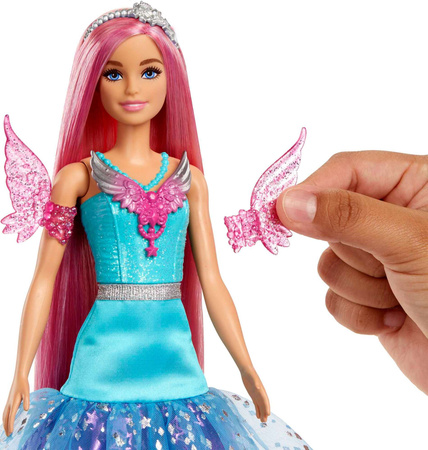 Barbie mały zestaw Lalka Kolekcjonerska a Touch of Magic różowowłosa wróżka + pupile i akcesoria