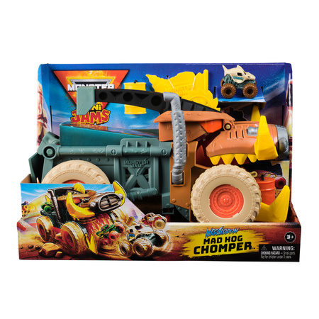 Monster Jam Mini Jams Megalodon Mad Hog Chomper zestaw z dużym i małym autkiem 1:87