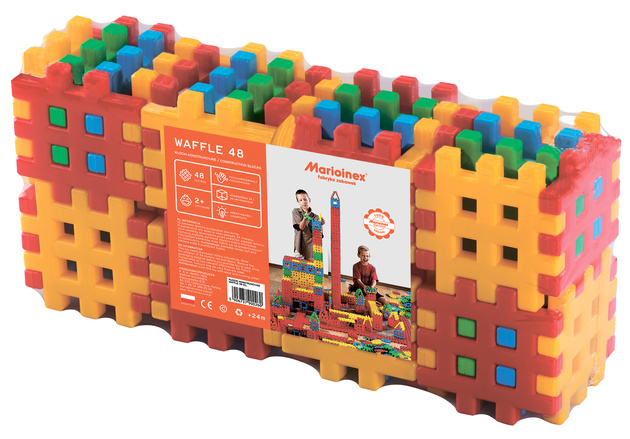 Klocki konstrukcyjne Waffle zestaw 48 dużych elementów Marioinex