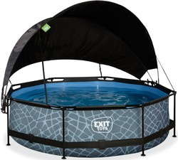 Basen ogrodowy okrągły 300x76 cm z pompą filtrującą i markizą szary
