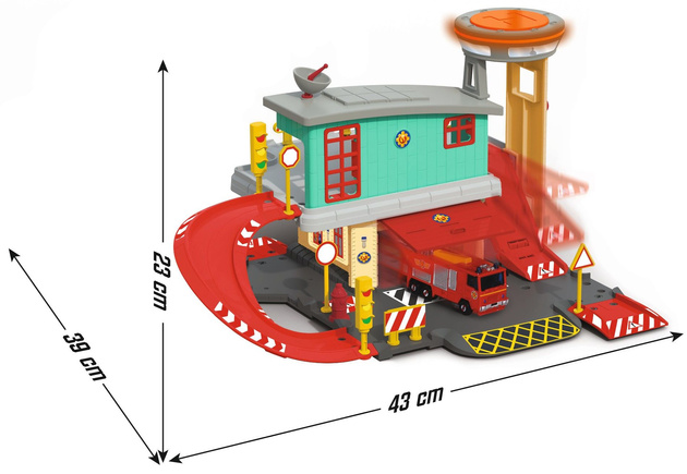 OUTLET Strażak Sam Remiza strażacka z torem + wóz strażacki Jupiter PRODUKT NIEKOMPLETNY USZKODZONE OPAKOWANIE