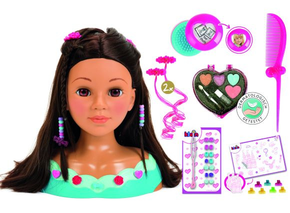 Lalka Duża Głowa do stylizacji czesania włosów Fryzjer Mia+ paletka do makijażu dla dzieci