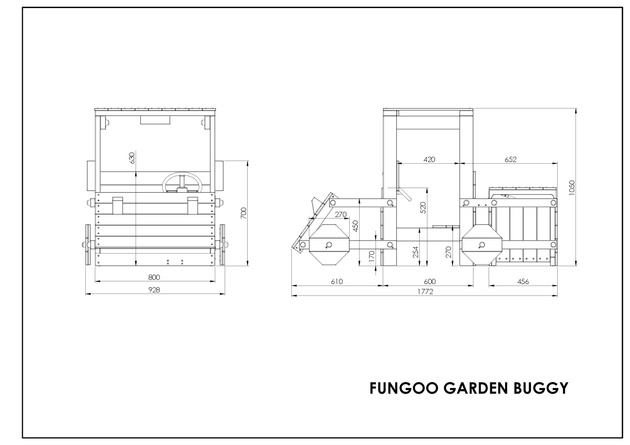 Fungoo Plac zabaw drewniany ogrodowy Garden Buggy z kierownicą