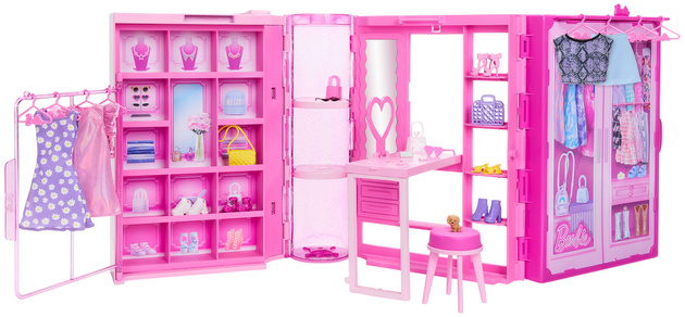 Barbie zestaw Szafa Marzeń przenośna garderoba Dream Closet 25+ elementów