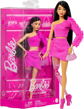 Barbie Lalka Kolekcjonerska Deluxe Style Brunetka w Różowej Kreacji