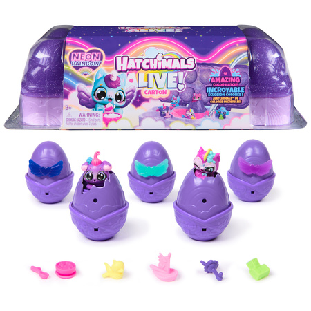 Hatchimals Alive! Neon Rainbow 5 figurek w jajkach i 11 akcesoriów
