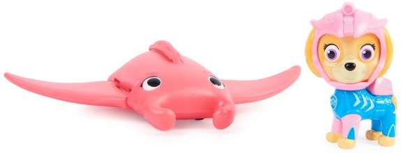 Psi Patrol Zestaw Aqua Pups figurka Skye i różowy diabeł morski z ruchomymi płetwami