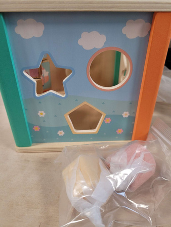 OUTLET Drewniana kostka motoryczna edukacyjna dla dzieci 5w1 WYBRAKOWANA