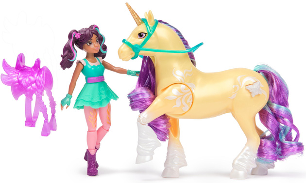 Unicorn Academy Zestaw Figurki Ava & Plant Magic Leaf dziewczyna i jednorożec ze światłem+ akcesoria