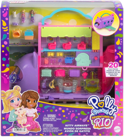 Polly Pocket Kitty Airways Adventures in Rio Kotolot Zestaw Samolot z 2 Lalkami i Akcesoriami 20 elementów