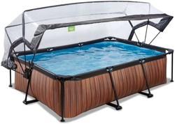 Basen ogrodowy 220x150x65 cm z pompą filtrującą i pokrywą brązowy