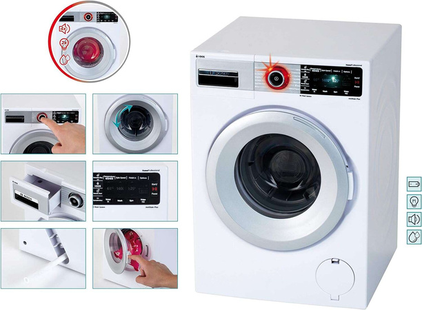 Duża Pralka Bosch dla dzieci z przepływem wody światłem dźwiękiem Klein