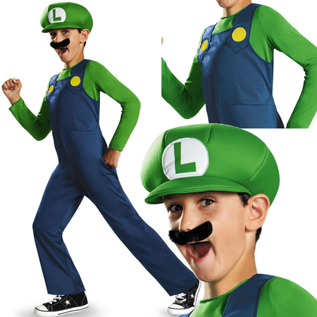 OUTLET Strój karnawałowy Super Mario dla chłopca Luigi kostium przebranie 134-146 cm (10-12 lat) PO ZWROCIE