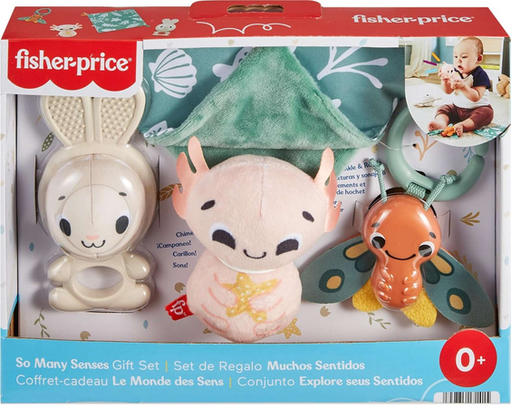 Świat Zmysłów Zestaw Prezentowy z 4 Zabawkami do Aktywizacji i Rozwoju Zręczności dla Noworodków