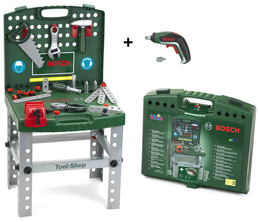Duży Warsztat Bosch Dla Dzieci Walizka Narzędzia Wkrętarka 76 Cm Piła Klein