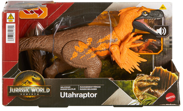 Figurka Dinozaur Utahraptor Jurassic World Rebirth Wild Roar dźwięk 26 cm