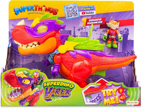 SuperThings V‑REX Superdino robot figurka złoczyńcy + akcesoria