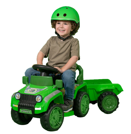 EVO Auto na akumulator dla dziecka jeździk pojazd terenowy z odczepianą przyczepą