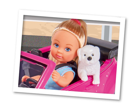 Evi Love lalka w kabriolecie New Beetle piesek
