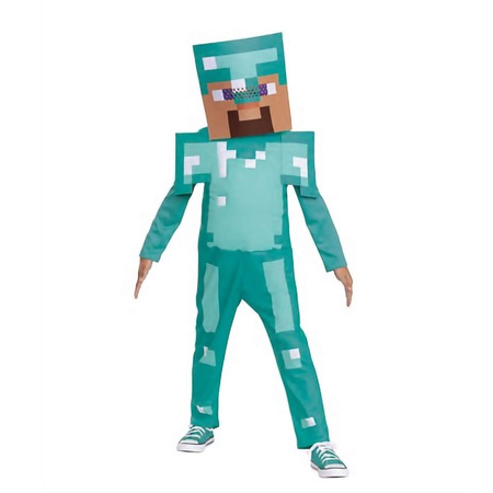 Minecraft strój karnawałowy Steve w diamentowej zbroi kostium przebranie 127-136 cm (7-8 lat)