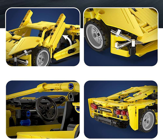 Klocki konstrukcyjne CaDA Samochód sportowy wyścigowy 24 cm Auto Lightning Sports Car z napędem pull back 357 elementów